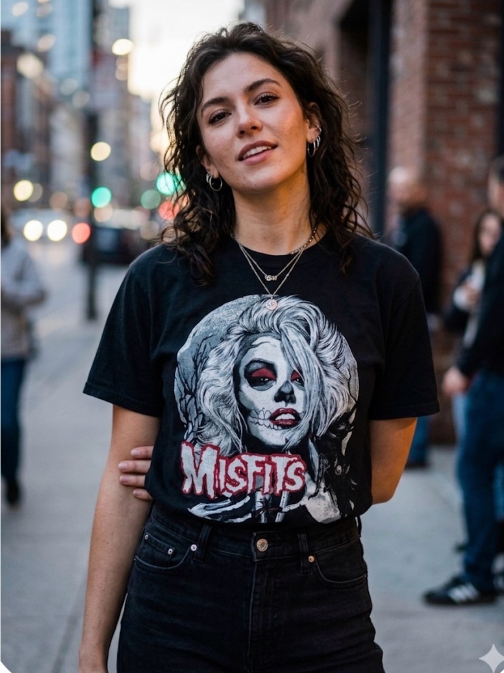Misfits Graphic Band Tee in Black